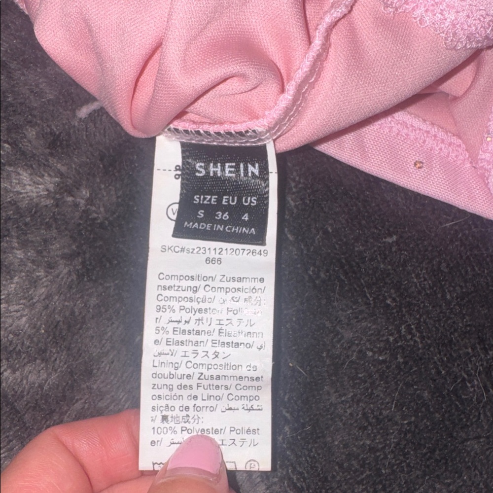 SHEIN Pink Strapless Rhinestone Ruched Tube Top - Picture 2 of 2